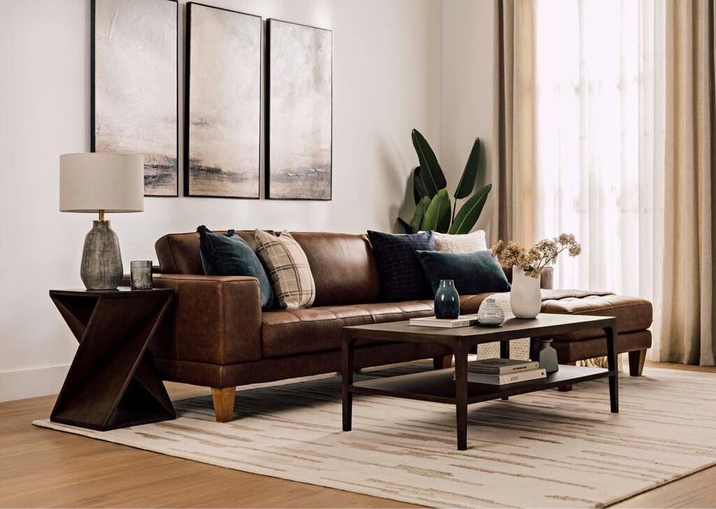 Carson Leather Sofa Chaise LCF -Wes Rum